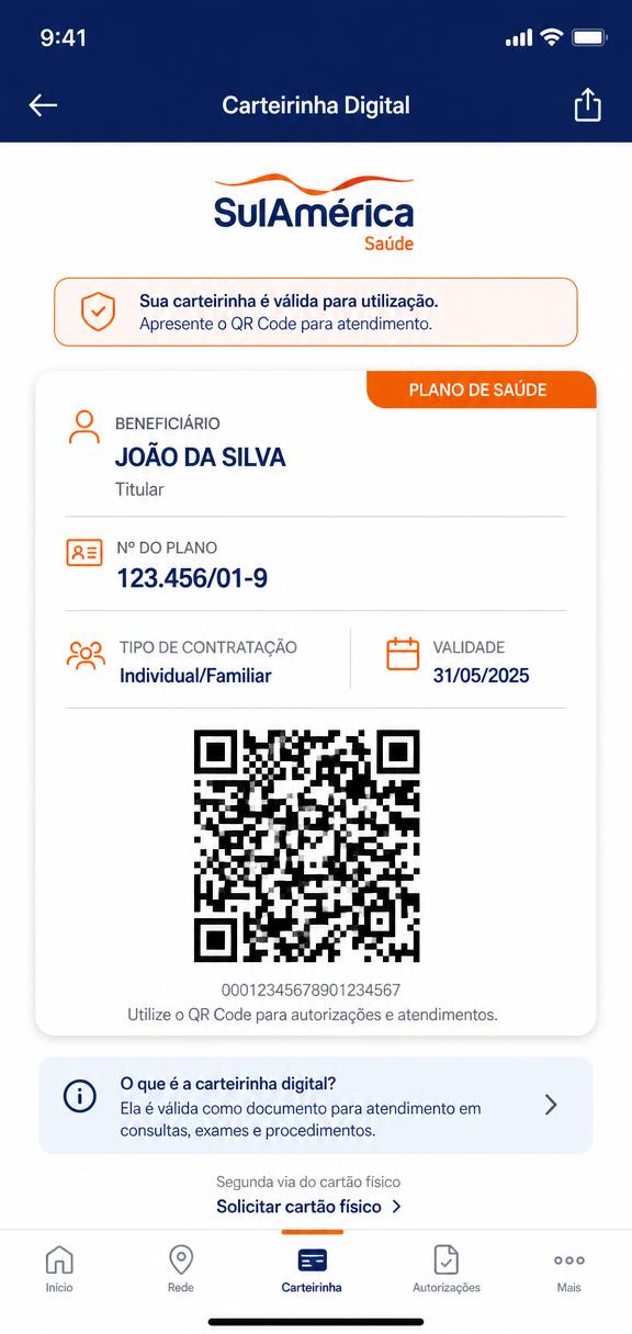 Tela 1 do aplicativo SulAmérica Saúde